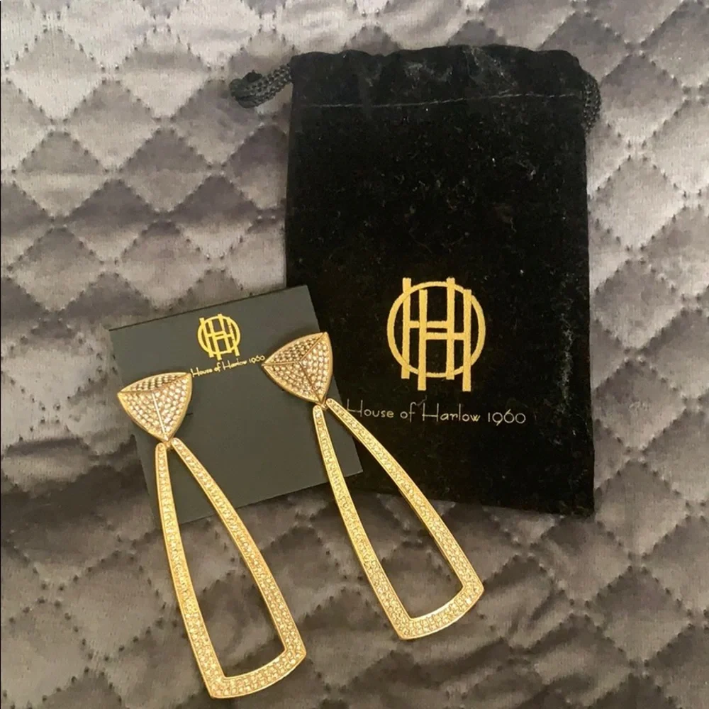 House Of Harlow Gold Tone Mesa Door Knocker Earrings